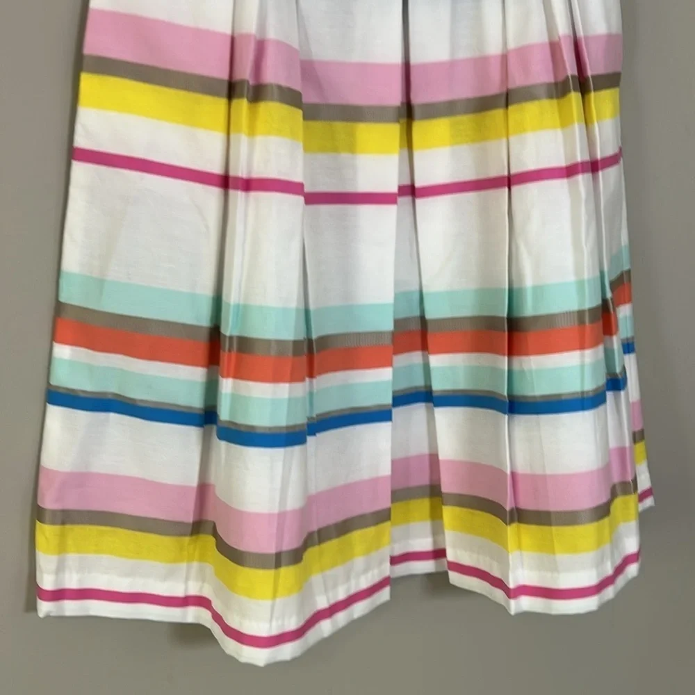 Kate Spade Ribbon Cape Rainbow Stripe Skirt Rainbow Pleated Midi Sz 12 NEW
